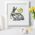 Bunny with tulip sketch Machine Embroidery Design - 3 sizes