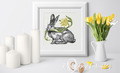 Bunny with tulip sketch Machine Embroidery Design - 3 sizes