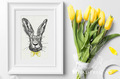 Spring Rabbit with bow-tie Machine Embroidery Design - 5 sizes