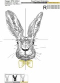 Spring Rabbit with bow-tie Machine Embroidery Design - 5 sizes