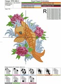 Tattoo Koi Fish Machine Embroidery Design - 4 sizes