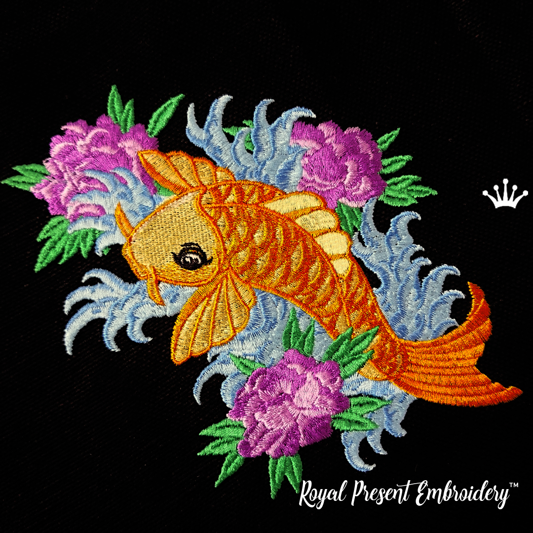 Tattoo Koi Fish Machine Embroidery Design - 4 sizes