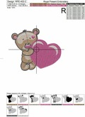 Machine Embroidery Design Teddy Bear with heart - 2 sizes