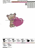 Machine Embroidery Design Teddy Bear with heart - 2 sizes