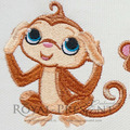 Three Cute Monkeys Machine Embroidery Design - 2 sizes