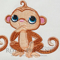 Three Cute Monkeys Machine Embroidery Design - 2 sizes