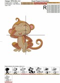Three Cute Monkeys Machine Embroidery Design - 2 sizes