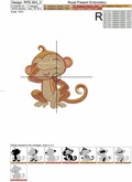 Three Cute Monkeys Machine Embroidery Design - 2 sizes