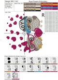 Machine Embroidery Design Two Cute Owls with heart
