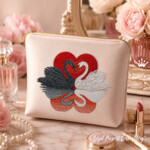 Two Swans in Love Machine Embroidery Design with Heart