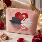 Two Swans in Love Machine Embroidery Design with Heart
