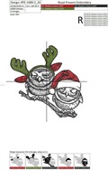 Two owls on a branch in Santa hats Machine Embroidery Design - 2 sizes