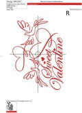 Machine Embroidery Design Valentines headline with hearts and birds