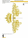 Machine Embroidery Design Vintage Damask ornament with crown - 2 sizes