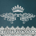 Machine Embroidery Design Vintage Damask ornament with crown - 2 sizes