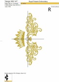 Machine Embroidery Design Vintage Damask ornament with crown - 2 sizes