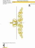 Machine Embroidery Design Vintage Damask ornament with crown II- 2 sizes