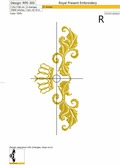 Machine Embroidery Design Vintage Damask ornament with crown VI- 2 sizes