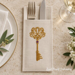 Vintage Key with Amethyst Machine Embroidery Design – 2 Sizes