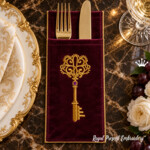 Vintage Key with Amethyst Machine Embroidery Design – 2 Sizes