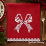 Red Festive Swirl Bow Machine Embroidery Design – 4 Sizes