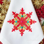 Vintage Snowflake Machine Embroidery Design for Christmas Towels - 4x4 Hoop