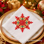 Vintage Snowflake Machine Embroidery Design for Christmas Towels - 4x4 Hoop