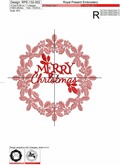 White Merry Christmas Wreath Machine Embroidery Design - 5 sizes