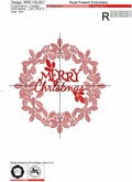 White Merry Christmas Wreath Machine Embroidery Design - 5 sizes