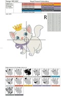 White kitten with golden crown Machine Embroidery Design