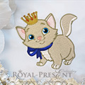 White kitten with golden crown Machine Embroidery Design