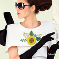 Sunflower for neckline Machine Embroidery Design  - 2 sizes