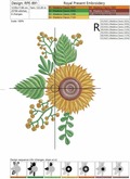 Sunflower for neckline Machine Embroidery Design  - 2 sizes
