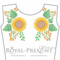 Sunflower for neckline Machine Embroidery Design  - 2 sizes