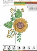 Sunflower for neckline Machine Embroidery Design  - 2 sizes