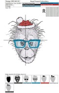 Machine Embroidery Design Young Orangutan monkey Hipster