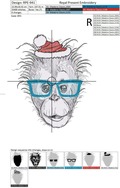Machine Embroidery Design Young Orangutan monkey Hipster