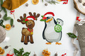 Penguin and Reindeer Christmas Machine Embroidery Designs - 2 sizes