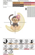 Lovers Monkeys on a moon and star Machine Embroidery Designs - 2 in 1