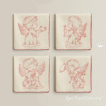 Valentines Angels RedWork Set