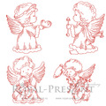 Valentines Angels RedWork Set