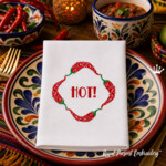Red Chilli Pepper Frame with Inscription Machine Embroidery Design – 6 Sizes