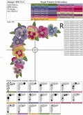 Machine embroidery design Romantic Pansies Floral Corner - 2 sizes