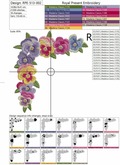 Machine embroidery design Romantic Pansies Floral Corner - 2 sizes