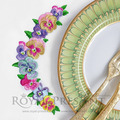 Machine embroidery design Romantic Pansies Floral Garland - 2 sizes