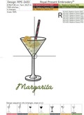 Margarita cocktail Machine Embroidery Design - 2 sizes