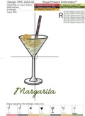 Margarita cocktail Machine Embroidery Design - 2 sizes
