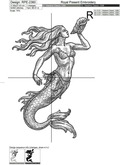 Mermaid with Shell Machine Embroidery Design - 5 sizes
