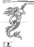Mermaid with Shell Machine Embroidery Design - 5 sizes