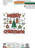 Merry Christmas Colored quilt block Free Machine Embroidery Design